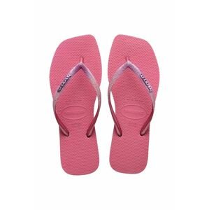 Žabky Havaianas SQUARE GLITTER dámske, ružová farba, na plochom podpätku, 4148102.1750