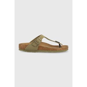 Žabky Birkenstock Gizeh Rivet Logo dámske, žltá farba, na plochom podpätku, 1024096