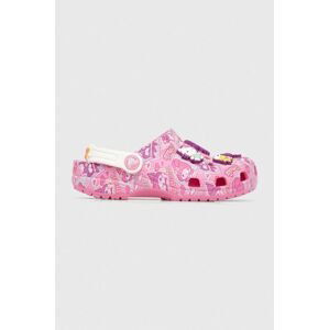 Detské šľapky Crocs CLASSIC HELLO KITTY ružová farba