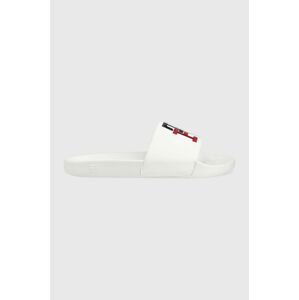 Šľapky Tommy Hilfiger TH RAISED EMBROIDERY POOL SLIDE pánske, biela farba