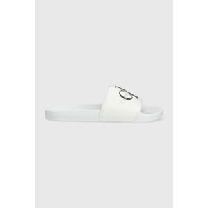 Šľapky Calvin Klein Jeans SLIDE MONOGRAM CO pánske, biela farba, YM0YM00061