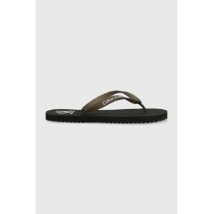 Žabky Calvin Klein Jeans BEACH SANDAL AOP pánske, čierna farba, YM0YM00656