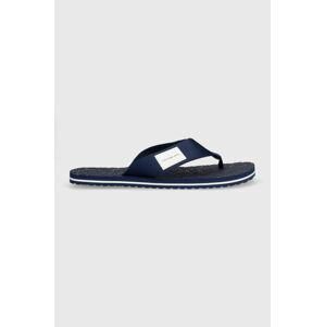 Žabky Calvin Klein Jeans BEACH SANDAL WOVEN PATCH pánske, tmavomodrá farba