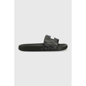 Šľapky Tommy Jeans POOL SLIDE PRINT pánske, čierna farba, EM0EM01146