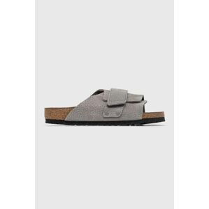 Semišové šľapky Birkenstock KYOTO pánske, šedá farba, 1024502