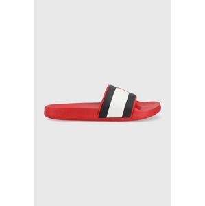 Šľapky Tommy Hilfiger RUBBER TH FLAG POOL SLIDE pánske, červená farba, FM0FM04263