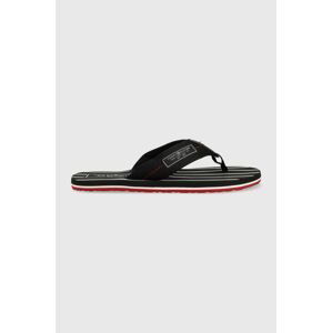 Žabky Tommy Hilfiger PATCH HILFIGER BEACH SANDAL pánske, čierna farba, FM0FM04470