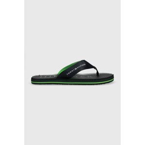 Žabky Tommy Hilfiger MASSAGE FOOTBED BEACH SANDAL pánske, tmavomodrá farba, FM0FM04474