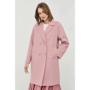Vlnený kabát Weekend Max Mara ružová farba, prechodný, oversize