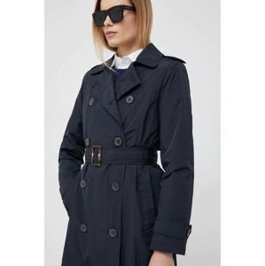 Kabát Lauren Ralph Lauren dámsky, tmavomodrá farba, prechodný, dvojradový