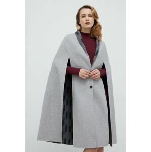 Obojstranný vlnený kabát Karl Lagerfeld šedá farba, prechodný, oversize