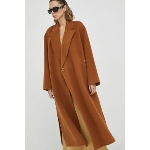 Vlnený kabát By Malene Birger Ayvian hnedá farba, prechodný, oversize