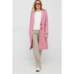 Kabát s prímesou vlny Sisley ružová farba, prechodný