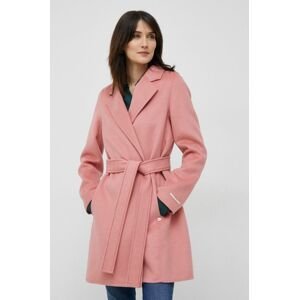 Kabát s prímesou vlny Pennyblack ružová farba, prechodný