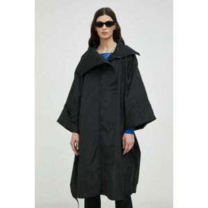Kabát MMC STUDIO dámsky, čierna farba, prechodný, oversize