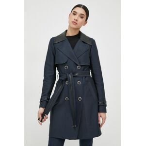 Kabát Morgan dámsky, tmavomodrá farba, prechodný, dvojradový