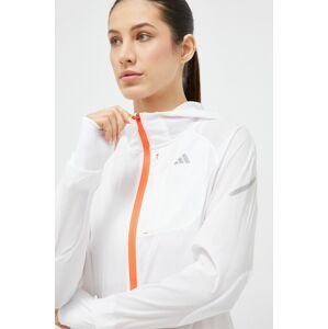 Vetrovka adidas Performance Fast biela farba, prechodná