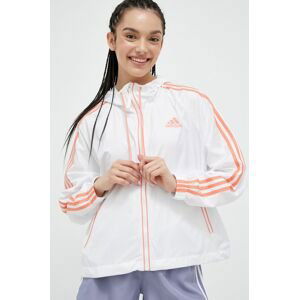 Bunda adidas dámska, biela farba, prechodná, oversize