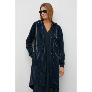 Nepremokavá bunda Rains 18550 String Parka dámska, tmavomodrá farba, prechodná