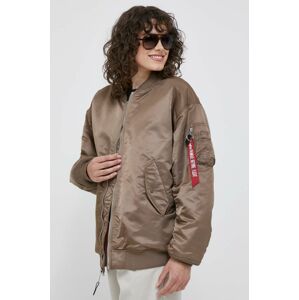 Bunda Alpha Industries MA-1 CORE WMN dámsky, hnedá farba, zimná, oversize