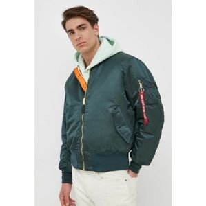 Obojstranná bunda bomber Alpha Industries pánska, zelená farba, zimná