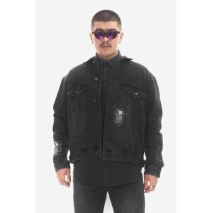 Rifľová bunda KSUBI Cropped MPS23JK002-black, pánska, čierna farba, prechodná, oversize