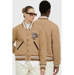 Vlnená bunda bomber Filling Pieces Varsity Jacket hnedá farba, prechodná, 81422209985