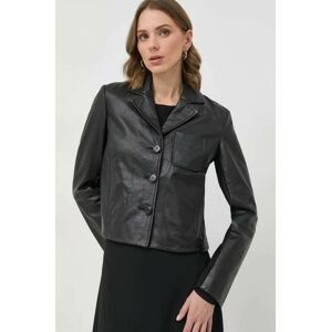 Kožená bunda MAX&Co. dámska, čierna farba, prechodná