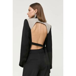 Vlnená bunda Victoria Beckham čierna farba, bez zapínania, jednofarebná