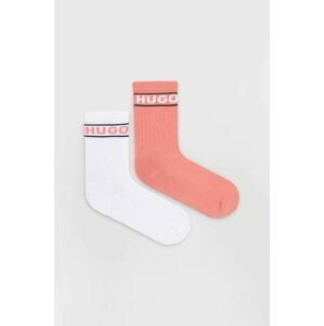 Ponožky HUGO 2-pak dámske, ružová farba