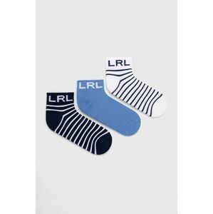 Ponožky Lauren Ralph Lauren 3-pak dámske, tmavomodrá farba