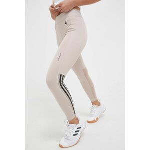 Tréningové legíny adidas Performance Techfit Hyperglam béžová farba, s potlačou