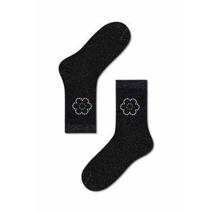 Ponožky Happy Socks Black Violetta Crew dámske, čierna farba