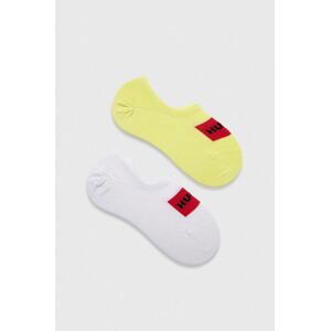 Ponožky HUGO 2-pak dámske, žltá farba