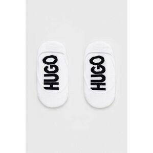 Ponožky HUGO 2-pak dámske, biela farba