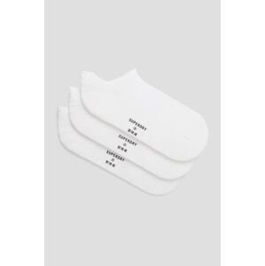 Ponožky Superdry 3-pak dámske, biela farba
