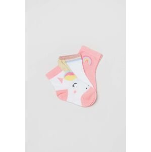 Ponožky pre bábätká OVS 3-pak ružová farba