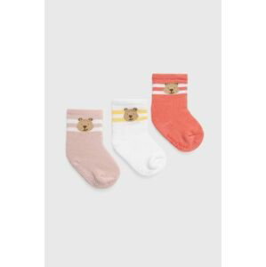 Ponožky pre bábätká GAP 3-pak ružová farba