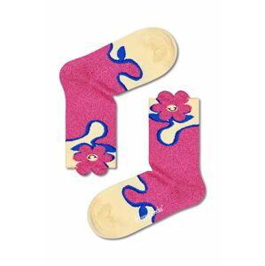 Detské ponožky Happy Socks Kids Smiley Cuff ružová farba