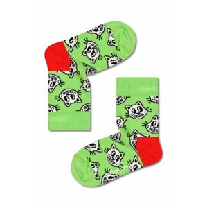 Detské ponožky Happy Socks Kids Cat zelená farba