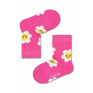 Detské ponožky Happy Socks Kids Smiley Daisy ružová farba
