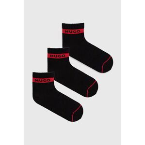 Ponožky HUGO 3-pak pánske, čierna farba