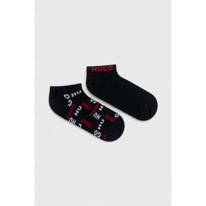 Ponožky HUGO 2-pak pánske, tmavomodrá farba