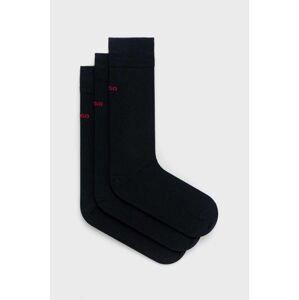 Ponožky HUGO 3-pak pánske, tmavomodrá farba