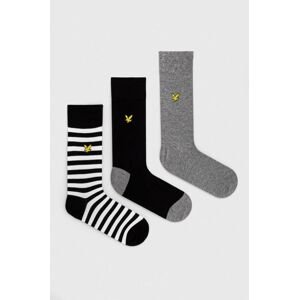 Ponožky Lyle & Scott 3-pak pánske, čierna farba