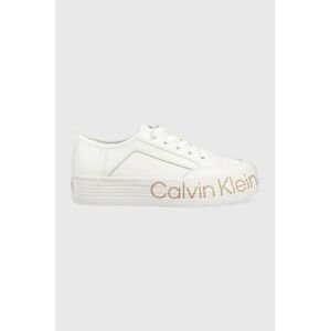 Kožené tenisky Calvin Klein Jeans Yw0yw01025 Vulc Flatf Low Wrap Around Logo biela farba,