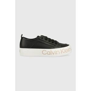 Kožené tenisky Calvin Klein Jeans Yw0yw01025 Vulc Flatf Low Wrap Around Logo čierna farba,