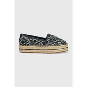 Espadrilky Tommy Hilfiger TH MONOGRAM DENIM ESPADRILLE tmavomodrá farba, na platforme