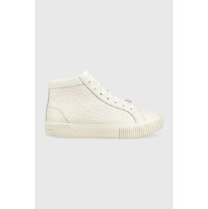 Kožené tenisky Tommy Hilfiger Th Monogram Leather Sneaker High béžová farba,