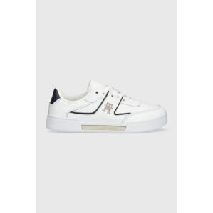 Kožené tenisky Tommy Hilfiger Th Prep Court Sneaker biela farba,